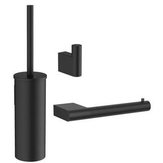 Crosswater MPRO toiletset - toiletborstelhouder - handdoekhaak - wcrolhouder - mat zwart