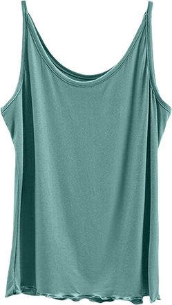 Generic Ladies Top Womens Summer Modal Camisole Crew Neck Loose Fit Vest Tops Fashion Baggy Underwear Plain Casual Sleeveless Blouses Simple Thin Lounge Tanks