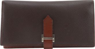 Herm&egrave;s Bicolor Brown Epsom Leather Long Wallet (Bi-Fold) (Pre-Owned)