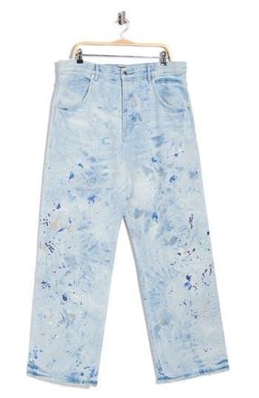 Purple Bleach Paint Splatter Straight Leg Jeans in Light Indigo at Nordstrom Rack, Size 36