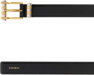 Versace Leather with Gold-Tone Hardware Belt - Black