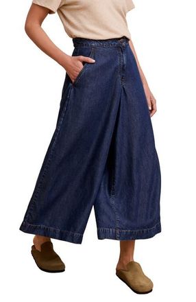 Celtic & Co. Drape Denim Culotte Pants in Indigo Mid Wash at Nordstrom, Size 10