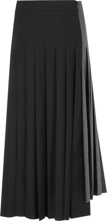 Department Five Gray Marina Dual Design Checkered Pleated Midi Skirt