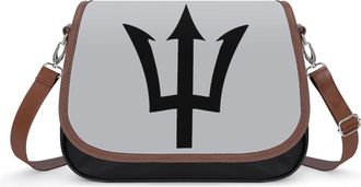 Generic Barbados Tridents Crossbody Bag Womens Handbag PU Message Bags Shoulder Purse with Adjustable Strap