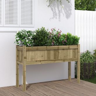 vidaXL Jardinera Con Patas Madera De Pino Impregnada 110x31x70 Cm Vidaxl