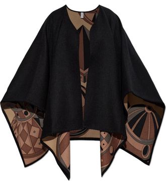 Ferragamo Cape Nadir - Dames - Ponchos - Zwart - ONE Size - Wol - Jassen