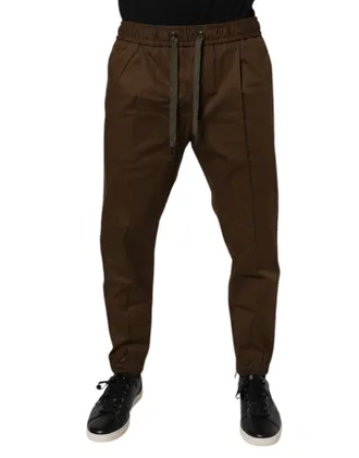 Dolce & Gabbana Mens Brown Cotton Stretch Jogger Sweatpants Pants Elastane