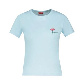 Kenzo T-Shirts, female, Blue, Size: S Tulip T-Shirt