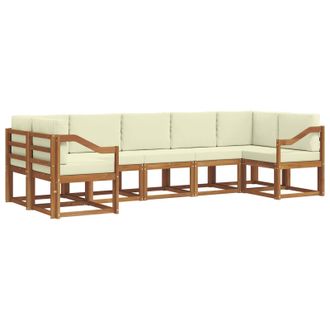 vidaXL Conjunto De Sof&aacute;s De Exterior Con Coj&iacute;n 7 Pcs Natural Y Crema Vidaxl