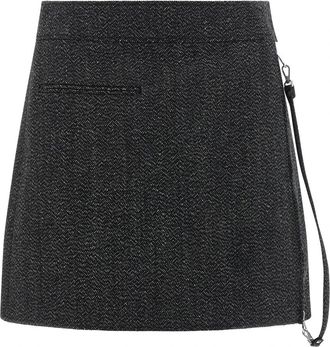 Courr&egrave;ges Zipped Caviar Mini Rok - Dames - Korte rokken - Grijs - XS - Wol - Rokken