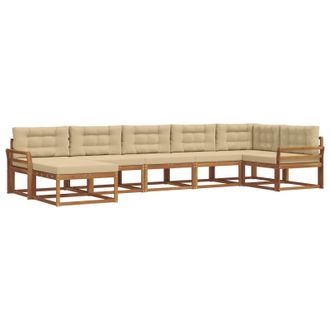 vidaXL Conjunto De Sof&aacute;s De Exterior Con Coj&iacute;n 7 Pcs Natural Y Beige Vidaxl