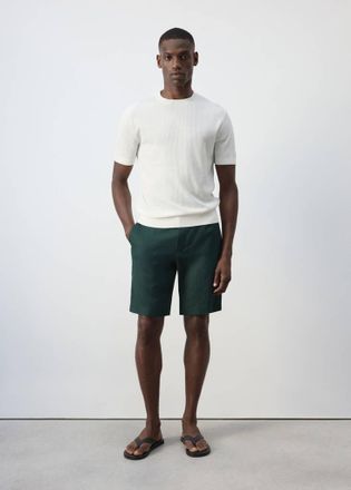 Mango Bermuda regular-fit 100% lino verde scuro - Uomo - 44 - MANGO MAN
