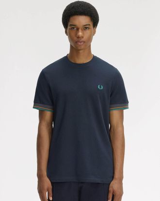 Fred Perry Mens T-Shirt in Dark Blue Cotton - Size X-Large