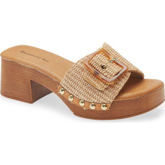 Chocolat Blu Lari Platform Sandal in Natural Raffia at Nordstrom, Size 9-9.5Us