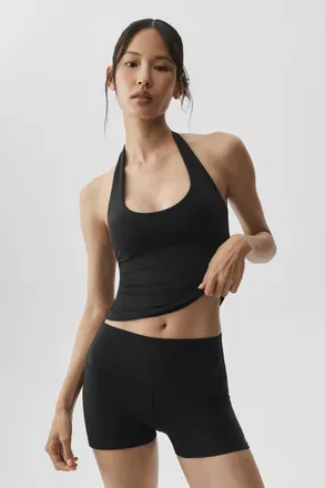 Alo Softsculpt Precision Halter Tank Top in Black, Size: Medium