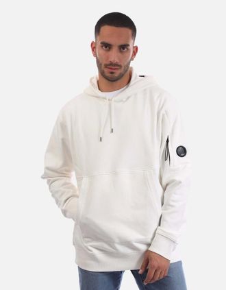 C.P. Company Mens Diagonal Raised Fleece Lens Hoodie - White - Size: 40