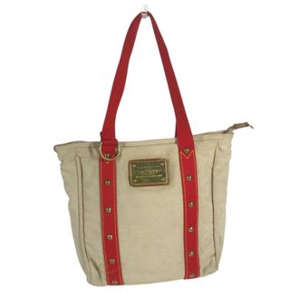 Louis Vuitton Beige Red Color Canvas Shoulder Bag Tote Bag (Pre-Owned)