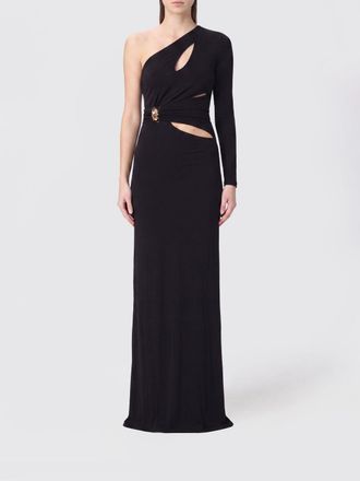 Elisabetta Franchi One-Shoulder Long Evening Gown in Cr&ecirc;pe with Cut-Outs