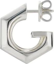 Gucci Accessoires, unisex, Grijs, ONE Size, Geometric G-Logo Hoop Oorbellen