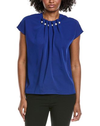 Gracia Pearl Embellished Neck Top