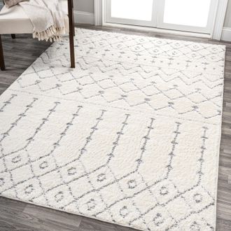 Jonathan Y Designs Pia Moroccan Trellis Plush Carved Multi/Cream Area Rug