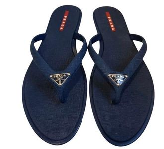 Prada Navy Rubber Thong Flats Size 37