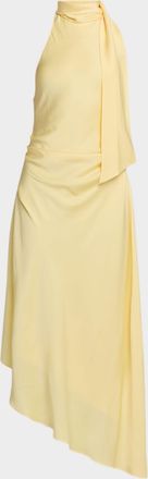 SIMKHAI Monica High-Low Satin Halter Midi Dress