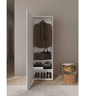 Dmora Entradita Medolla, Perchero, 6 Pares, 2 Estantes, 78x31x186.5h Cm Blanco Brillante