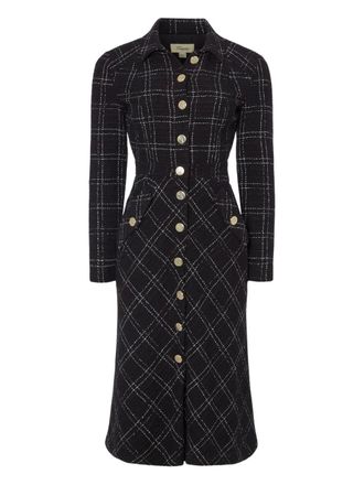 Temperley London Colonel check-pattern button midi dress - women - Viscose/Polyester/Cotton/Acetate/Polyamide/Viscose/- - 10 - Black