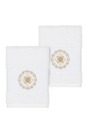 Linum Home Textiles Isabell Embellished Washcloth - Set of 2 - White at Nordstrom Rack