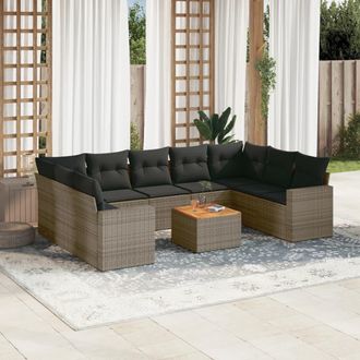 vidaXL Vidaxl - Set Divano Da Giardino 10 Pz Con Cuscini Grigio In Polyrattan