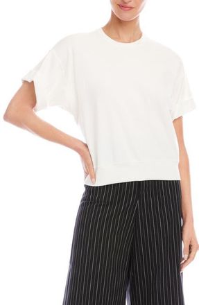 Karen Kane Cuffed Sleeve Rib T-Shirt in Off White at Nordstrom, Size X-Small