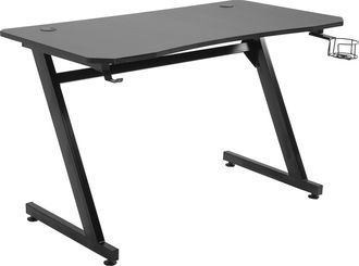 Carter's Steel Frame Gaming Desk Writing Table Workstations for Home and Office w/ Cup Headphone Holder Adjustable Feet Black - CARTER | TJ Hughes