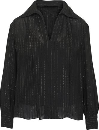 Vince Blusa a righe con scollo a V - Nero