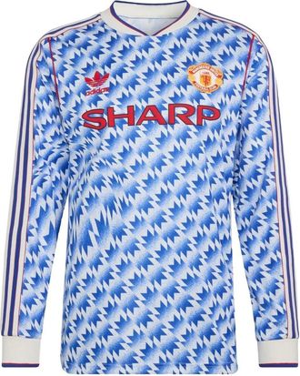 adidas Manchester United Away Long Sleeve Jersey Asia Sizing 90 Asia Sizig Blue JM5498
