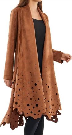 ADORE Suede Long Duster Jacket In Camel