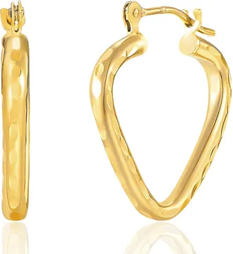 MAX + STONE 14k Solid Yellow Gold Diamond Cut Triangle Earrings with Click Top 18MM
