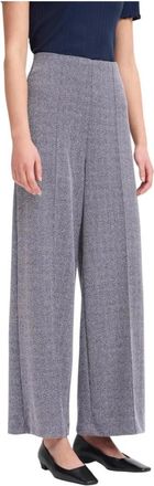 Ichi Geometrisch Patroon Broek met Rits - Dames - Wijde Broeken - Blauw - W26 - Polyester - Broeken