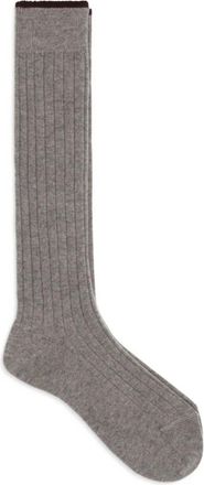 Brunello Cucinelli Geribbelde Kasjmier Sokken - unisex - Ondergoed - Grijs - Maat: M Kasjmier