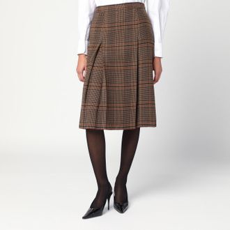 Saint Laurent Prince of Wales wool midi skirt