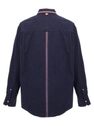 Thom Browne Cotton Flannel with RWB Collar Shirt - Navy