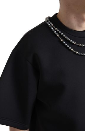 Dolce & Gabbana Black Necklace Embellished Polyester Mens T-shirt