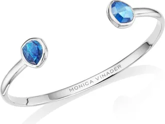 Monica Vinader Sterling Silver MV Siren Thin Cuff Kyanite