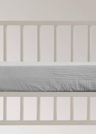 Mango Lenzuolo inferiore culla garza di cotone bordo contrasto grigio chiaro/pastello - Home - 60x120x15cm - MANGO HOME
