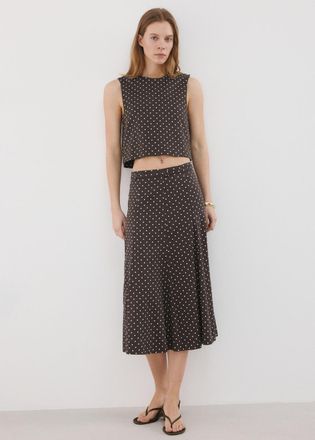 Mango Gonna lino pois nero - Donna - 36 - MANGO