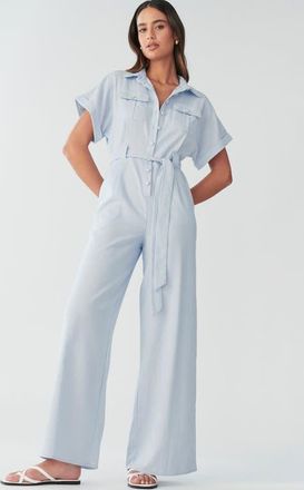 BWLDR Ara Linen Jumpsuit in Sky Blue at Nordstrom, Size 12