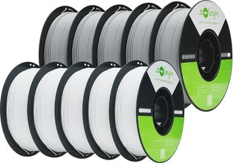 OEM Filamento Para Impresora 3d, 1,75 Mm De Di&aacute;metro, Material Ecol&oacute;gico, 5 Unidades Blancas Y 5 Grises