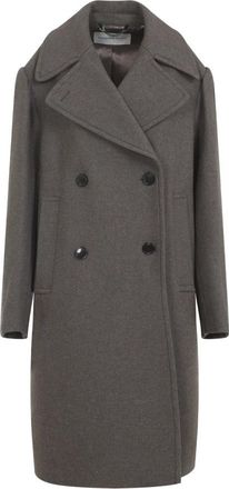 Dries Van Noten Neutrale Wollen Jas Aw 25 - Dames - Mantel - Grijs - S - Wol - Jassen