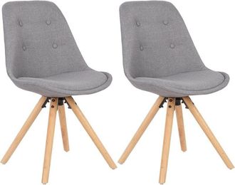 Woltu 2 Pezzi Sedie da Cucina in Tessuto di Lino Seduta Imbottita con Schienale Grigio - Woltu