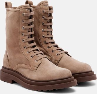 Brunello Cucinelli Suede lace-up boots